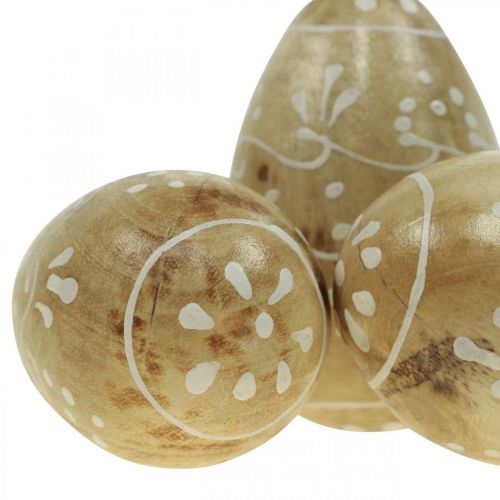 Floristik24 Trææg, pynteæg, påskeæg af mangotræ 8×5cm 6 stk.