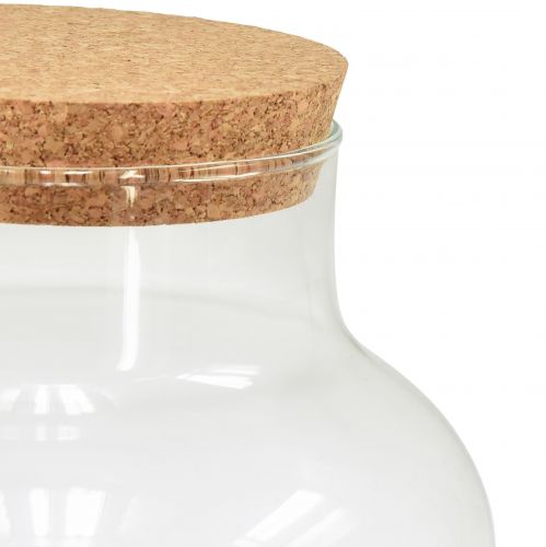 Floristik24 Dekorativ glasvase med propper, klart korkglas, diameter 18 cm, højde 20,5 cm