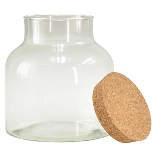 Floristik24 Dekorativ glasvase med propper, klart korkglas, diameter 18 cm, højde 20,5 cm