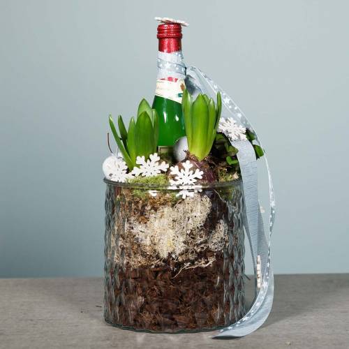 Floristik24 Dekorationsglas, lanterne med diamantmønster, glaskar Ø15cm H15cm