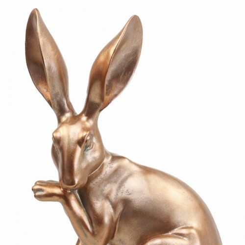 Floristik24 Deco bunny guld siddende par påskeharer H30,5cm 2stk