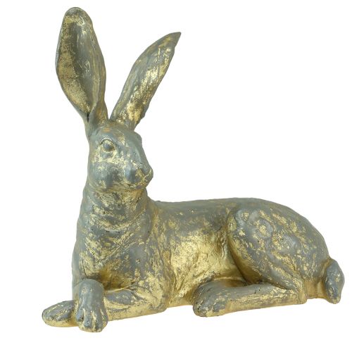 Dekorativ Kanin Liggende Guld Grå Dekorativ Påskefigur 27x13x25cm