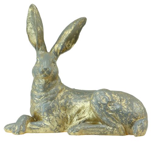 Floristik24 Dekorativ Kanin Liggende Guld Grå Dekorativ Påskefigur 27x13x25cm