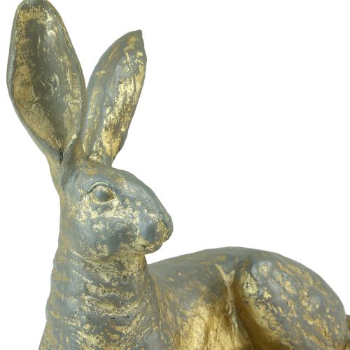Floristik24 Dekorativ Kanin Liggende Guld Grå Dekorativ Påskefigur 27x13x25cm