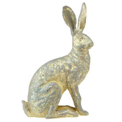 Dekorative Bunny Sitting Grå Guld Vintage påske 20,5x11x37cm