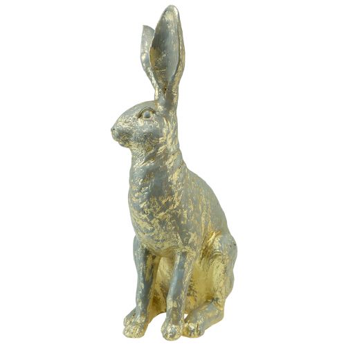 Artikel Dekorative Bunny Sitting Grå Guld Vintage påske 20,5x11x37cm