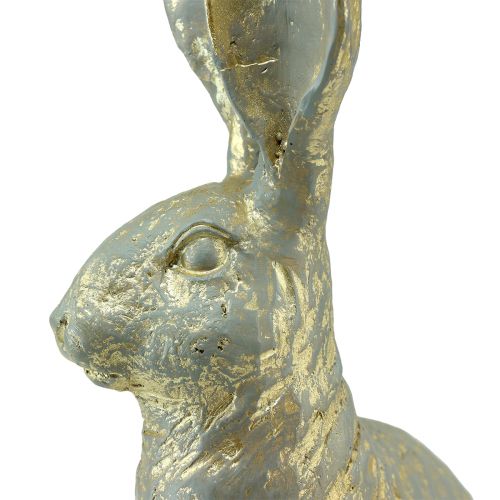 Artikel Dekorative Bunny Sitting Grå Guld Vintage påske 20,5x11x37cm