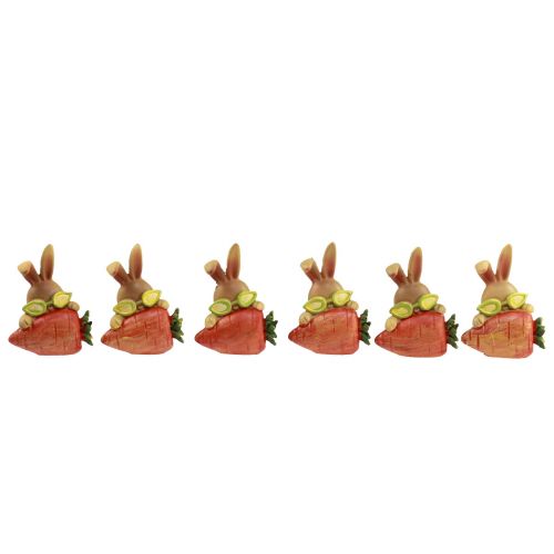 Artikel Dekorativ kanin med gulerod Påskehare dekorative figurer H5,5cm 6 stk