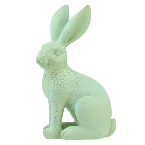 Floristik24 Dekorativ kanin siddende grøn pastel guld craquelure vintage 23,5cm