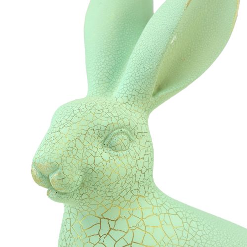 Artikel Dekorativ kanin siddende grøn pastel guld craquelure vintage 23,5cm