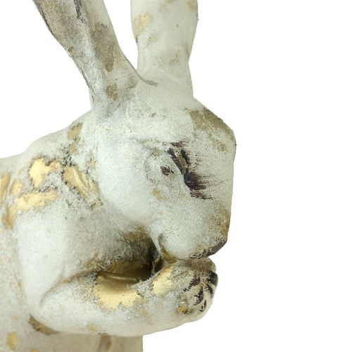 Artikel Dekorative kaniner siddende stående hvidguld H12,5x16,5cm 2 stk.