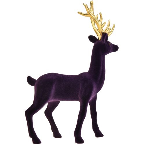 Floristik24 Deco hjorte rensdyr lilla guld flokket figur H37cm