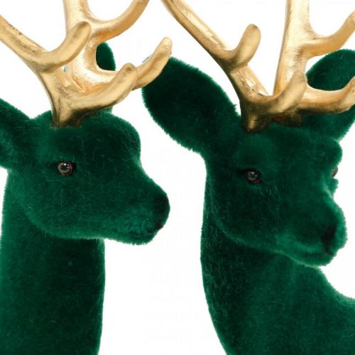 Artikel Deco hjortegrøn og guld juledekoration hjortefigurer 20cm 2 stk