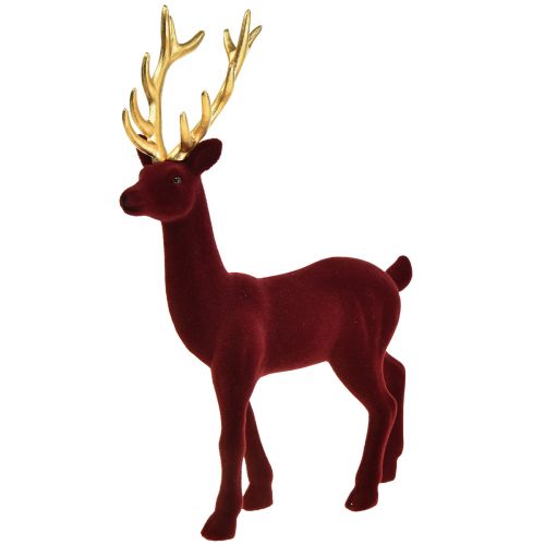 Artikel Deco Hjorte Rensdyr Bordeaux Guld Figur Flokket H37cm