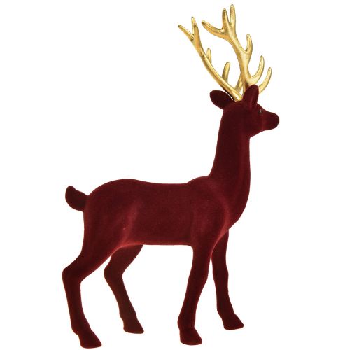 Artikel Deco Hjorte Rensdyr Bordeaux Guld Figur Flokket H37cm