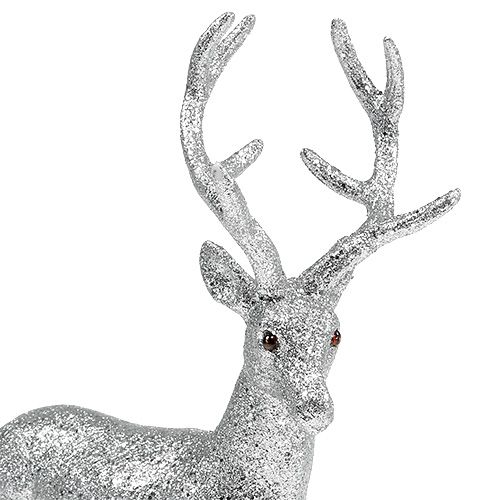 Artikel Deco hjorte sølv, glimmer H32cm B25cm