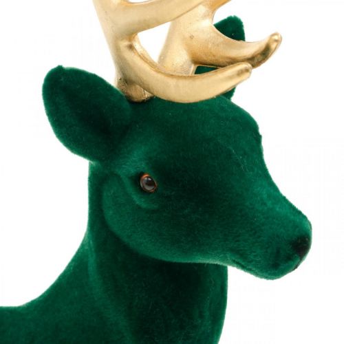 Artikel Deco hjort stående grøn guld juledekoration figur 40cm