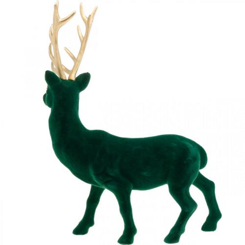 Artikel Deco hjort stående grøn guld juledekoration figur 40cm