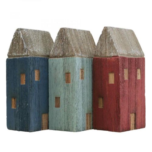Floristik24 Deco Træhuse Shabby Chic Maritime Deco H14cm 3stk