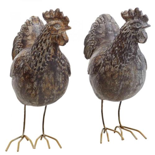Deco kyllinger dekorativ figur havefigur kylling vintage H17cm 2stk