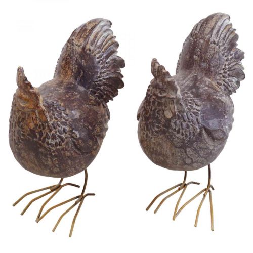 Floristik24 Deco kyllinger dekorativ figur havefigur kylling vintage H17cm 2stk