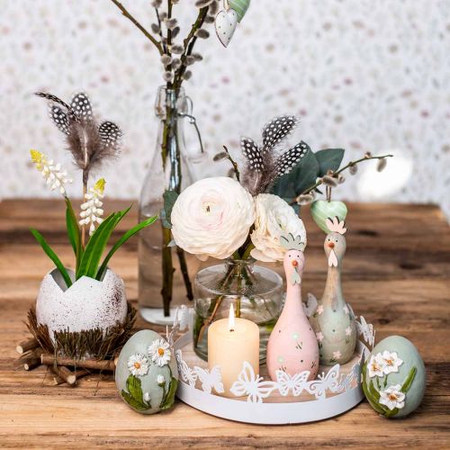 Floristik24 Deco kyllingetræ pink, grøn påskepynt figur Ø5cm H15cm 2stk