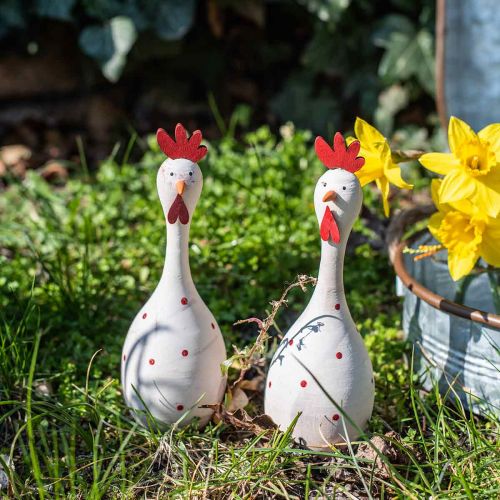 Floristik24 Dekorativ kyllingetræ hvid med prikker påskefigur Ø7cm H20cm