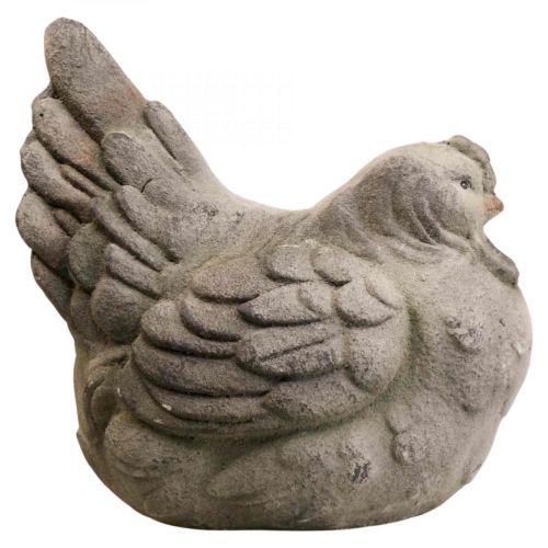 Deco kylling stor grå keramik vintage forårsdekoration 30cm