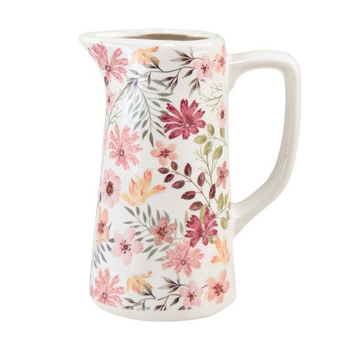Dekorativ kande blomster keramik vase lertøj vintage 19,5cm