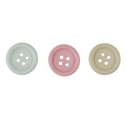 Artikel Dekorative knapper til håndværk træ Ø2cm creme pink hvid 210stk