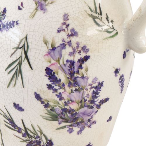 Floristik24 Dekorativ kande stentøj lavendel lilla creme borddekoration H21cm