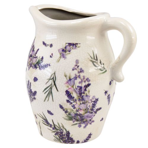 Floristik24 Dekorativ kande stentøj lavendel lilla creme borddekoration H21cm