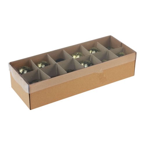 Artikel Dekorative påskeæg ægte gåseæg sort med guldglimmer H7,5–8,5 cm 10 stk.