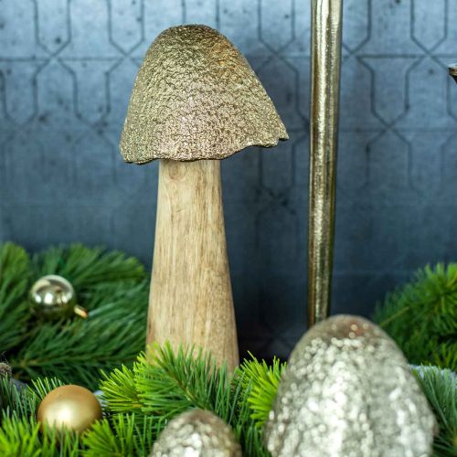 Artikel Dekorativ svamp stor metal træ gylden, natur dekorativ figur efterår 32cm