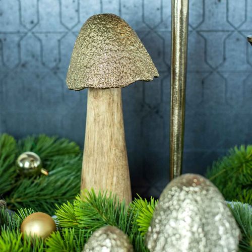 Floristik24 Dekorativ svamp stor metal træ gylden, natur dekorativ figur efterår 32cm