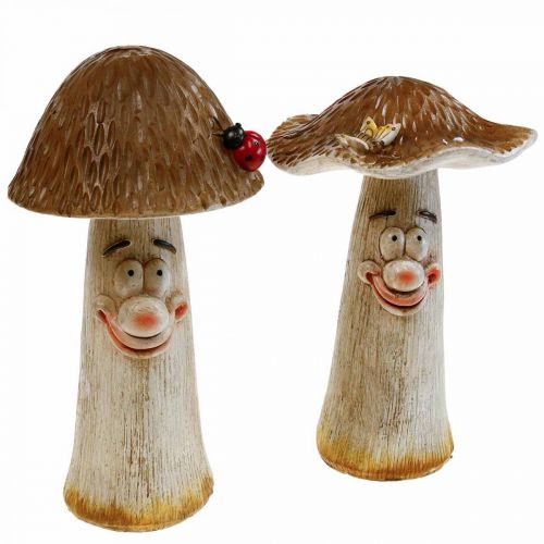 Floristik24 Deco svampe Efterårsdekoration sjove svampe Ø15/12cm H22/25cm 2stk.