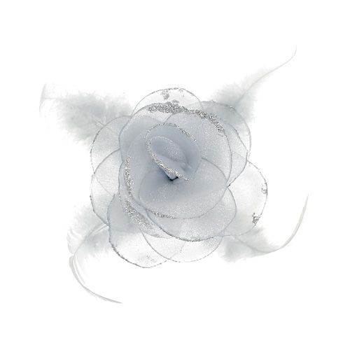 Floristik24 Dekorativ rose på clips Ø10cm sølv 2stk