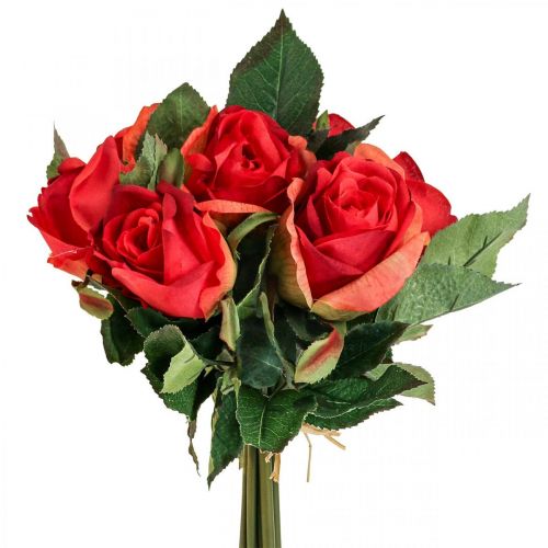 Deco roser buket kunstige blomster roser røde H30cm 8stk