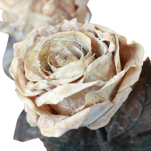 Dekorative roser Cremehvide kunstige roser Silkeblomster Antik look L65 cm Pakke med 3