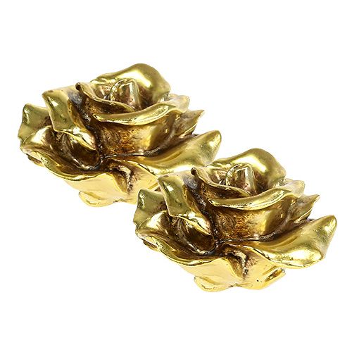 Floristik24 Dekorative roser guld Ø8cm 6 stk