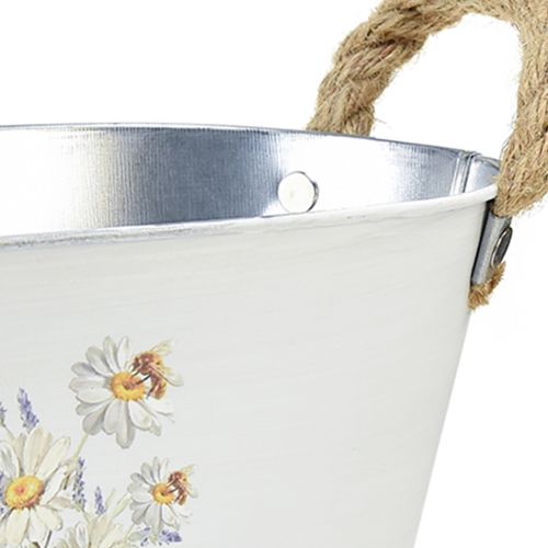 Artikel Dekorativ skål oval metal hvide naturlige blomster dekor L26cm