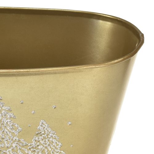 Artikel Dekorativ skål oval juletræsplanter guld 24×13×12,5cm