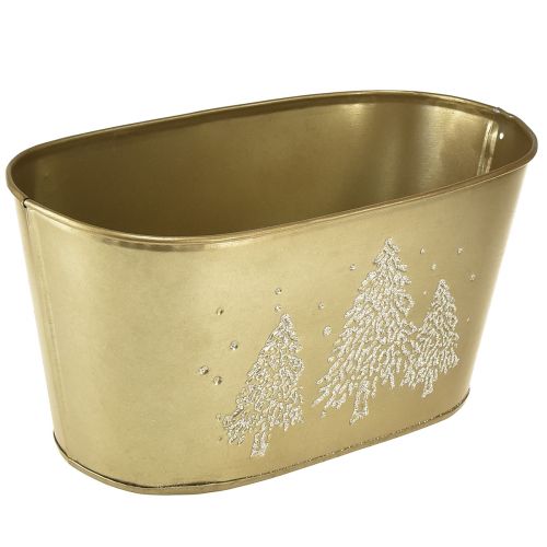 Dekorativ skål oval juletræsplanter guld 24×13×12,5cm