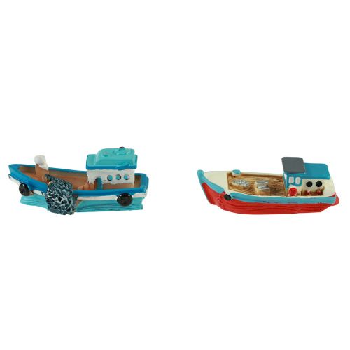 Dekorativ bådbåd blå rød maritim bordpynt 5cm 8 stk