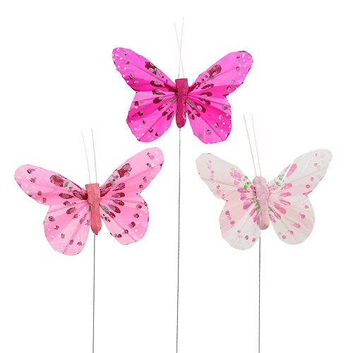 Floristik24 Deco sommerfugl pink-pink sort. 6 cm 24 stk