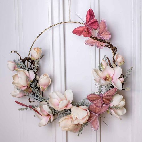 Floristik24 Deco sommerfugl på tråd fjer sommerfugl pink 10×6cm 12stk