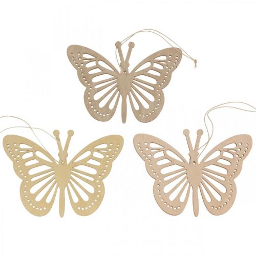 Deco sommerfugle deco bøjle beige/pink/gul 12cm 12stk