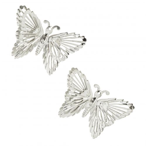 Artikel Dekorative sommerfugle metal hængende dekoration sølv 5cm 30stk