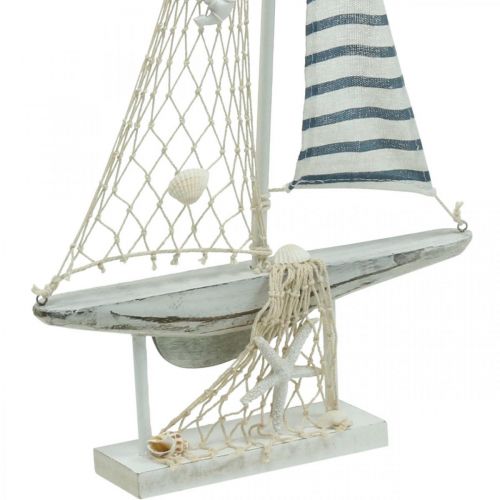 Floristik24 Deco Sejlbåd Træ Hvid Blå Maritim Deco Skib 28×3×55cm