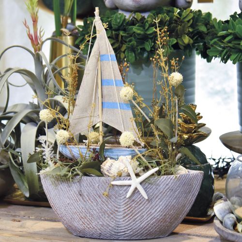 Floristik24 Deco træ sejlbåd blå, hvid H41,5cm
